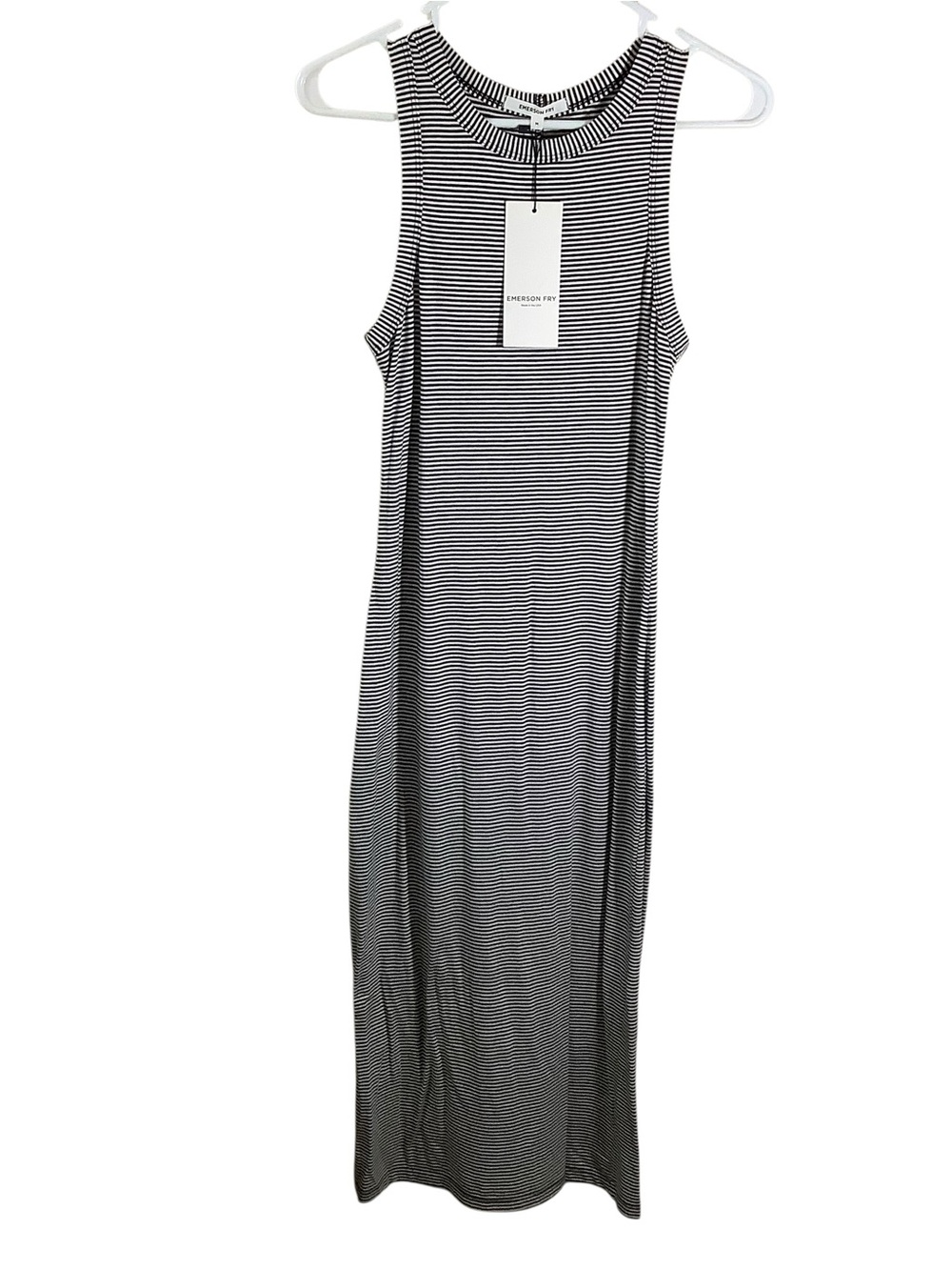 Emerson Fry Striped Sleeveless Racerback Midi Dress